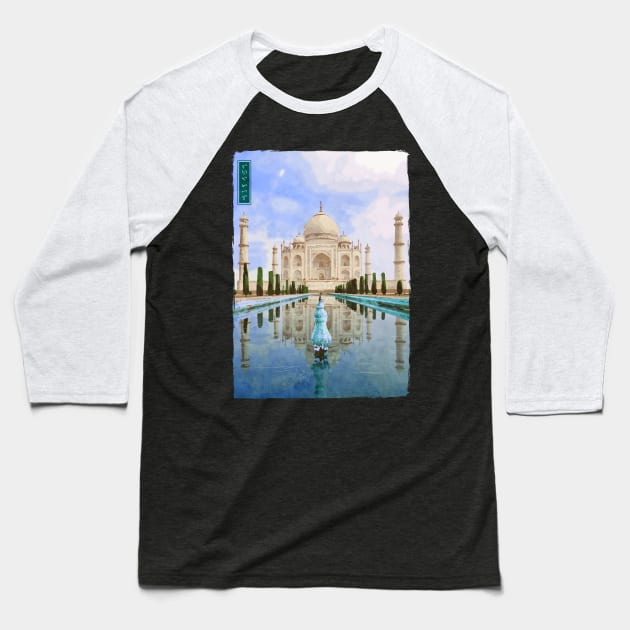 Taj Mahal - Black Baseball T-Shirt by Thor Reyes